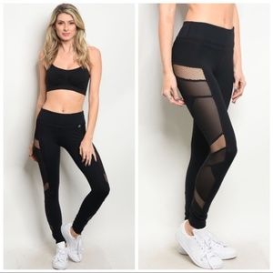 Black Mesh Athletic Leggings